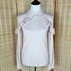 Kate Spade Blush Pink Ruffle Stud Sweater